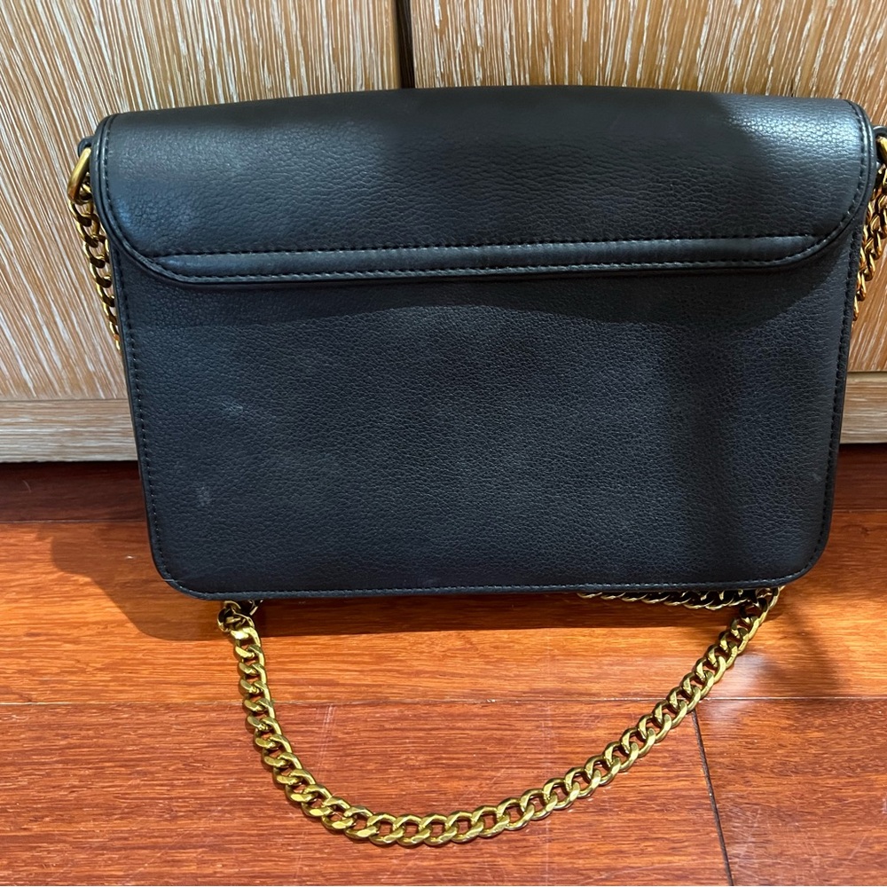 Tory Burch Black and Gold Crossbody Bag with Chain Strap